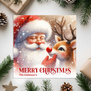 Benutzerdefinierter Weihnachtsmann Rudolph Süßer W Puzzle