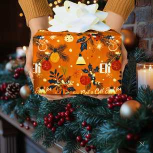 Benutzerdefinierter Weihnachtsmann und Stechpalme Geschenkpapier
