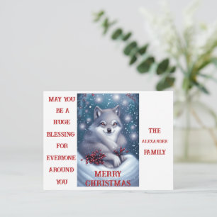Benutzerdefinierter Weihnachtswolf - Postkarte