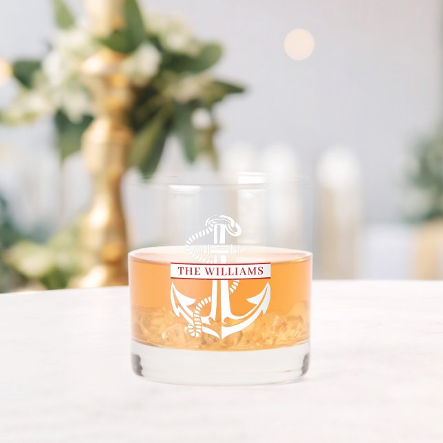 Benutzerdefinierter weißer Ankername Whiskyglas (Insitu (Hochzeit))