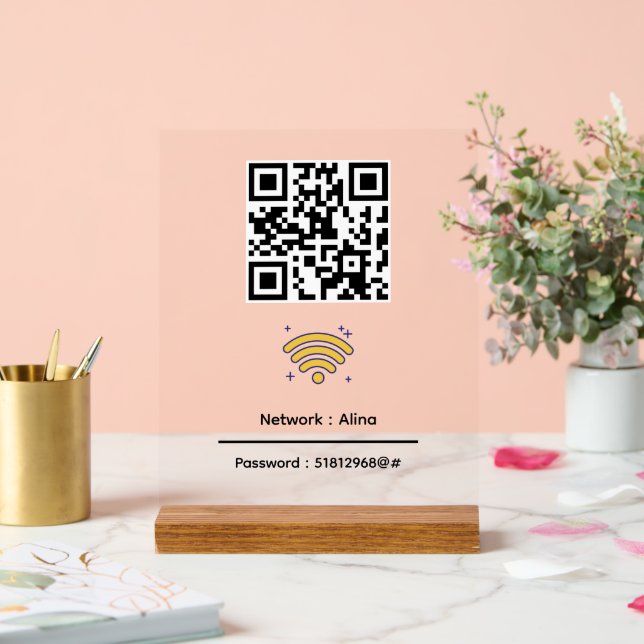 Benutzerdefinierter Wifi-QR-Code | Netzwerkkennwor Acrylschild (Hochzeit)