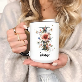 Benutzerdefinierter Wildblumen-Monogramm-Becher fü Tasse