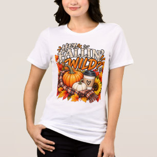 Benutzerdefinierter Wilder Herbst-Pumpkin-Kaffee Tri-Blend Shirt