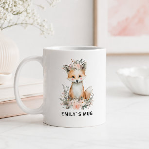 Benutzerdefinierter Woodland-Fuchs-Becher mit Name Kaffeetasse