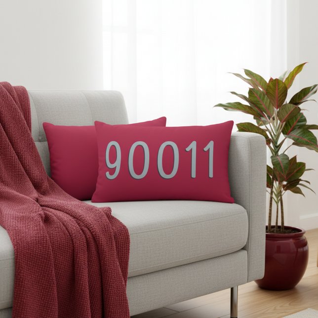 Benutzerdefinierter Zip-Code-Speicherort Pillow -  Lendenkissen (Burgundy red ZIP code lumbar pillow. Customize it with your own's home lozation.)