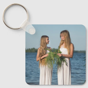 Benutzerdefinierter Zwei-Foto-Doppelseitiger Alumi Schlüsselanhänger