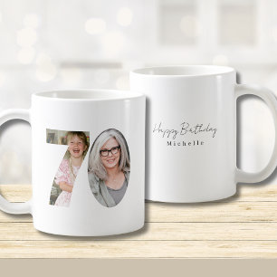 Benutzerdefinierter Zwei-Foto-Kaffeebecher zum 70. Kaffeetasse