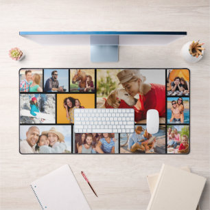 Benutzerdefiniertes 12-Foto-Collage-Familien-Erinn Schreibtischunterlage