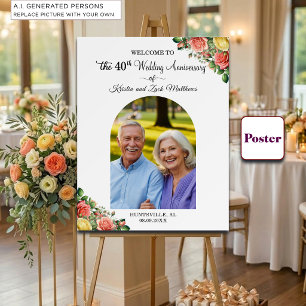 Benutzerdefiniertes 1 Foto 40. Hochzeitstag Willko Poster