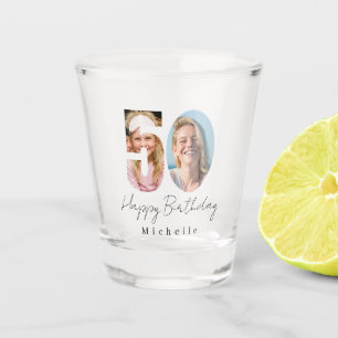 Benutzerdefiniertes 2-Foto-Shotglas zum 50. Geburt Schnapsglas