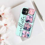 Benutzerdefiniertes 4-Foto-Handgeschriebenes Monog Case-Mate iPhone Hülle<br><div class="desc">Dieses romantische, coole und moderne Gehäuse ist perfekt für jeden, der seinen Liebsten mitbringen möchte. Es enthält vier individuell anpassbare Fotografien. Auf den Fotos sind schwarze, gedrehte Rahmen für eine einzigartige und zeitgenössische Touch. Es zeigt auch einen Ort für einen Monogramm-Namen auf einem einfachen pastellfarbenen, grünen Hintergrund. Fühlen Sie sich...</div>