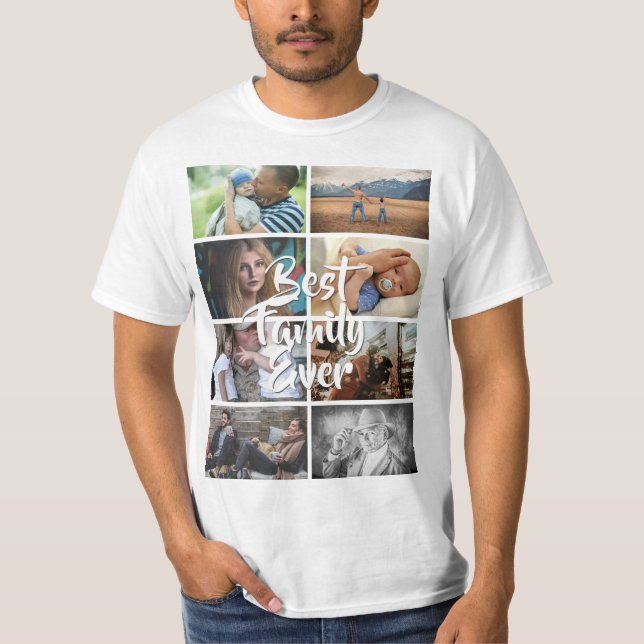 Benutzerdefiniertes 8-Foto Kollektion Bestes Famil T-Shirt (Vorderseite)