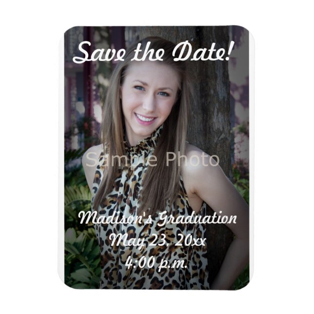 Benutzerdefiniertes Abschluss-Save the Date Foto-M Magnet (Vertikal)