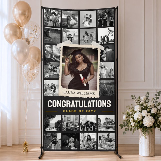 Benutzerdefiniertes Abschlussbanner, Retro-Fotocol Banner (Custom Graduation Banner, Retro Photo Collage 4x8' Banner)