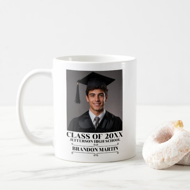 Benutzerdefiniertes Abschlussfoto 2026 Absolvent S Kaffeetasse (Mit Donut)
