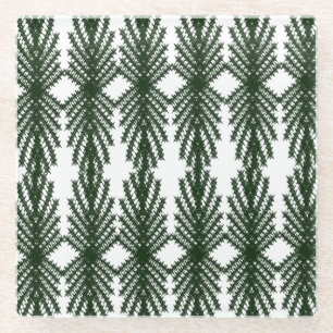 Benutzerdefiniertes abstraktes Muster aus Waldgrün Glasuntersetzer