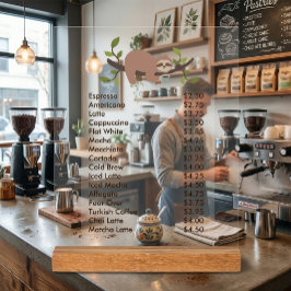 Benutzerdefiniertes Acryl-Sockel-Menüschild mit Fa Acrylschild