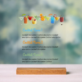 Benutzerdefiniertes Acrylic-Bar Menu mit handGezei Acrylschild
