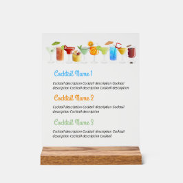 Benutzerdefiniertes Acrylic-Bar Menu mit handGezei Acrylschild
