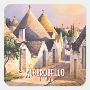 Benutzerdefiniertes Alberobello Trulli Haus Aquare Quadratischer Aufkleber