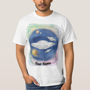 Benutzerdefiniertes Alien-Grau-Raumschiff-T-Shirt T-Shirt