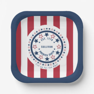Benutzerdefiniertes America 250th-Monogramm Patrio Pappteller