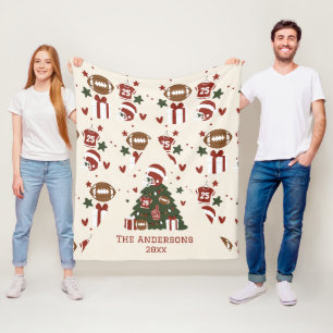 Benutzerdefiniertes American Football Weihnachten Fleecedecke