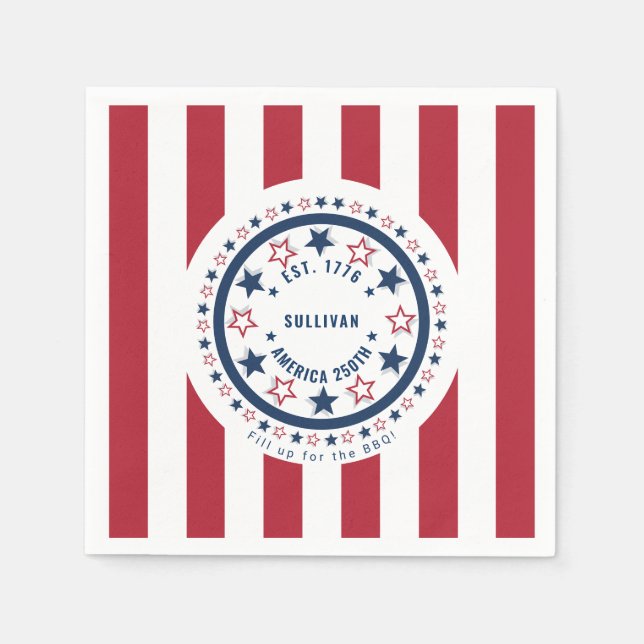 Benutzerdefiniertes Amerika 250. Monogramm Patriot Serviette (Vorderseite)