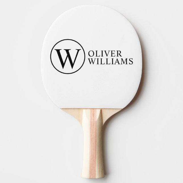 Benutzerdefiniertes Anfangs-W-Circle-Monogramm wei Tischtennis Schläger (Vorderseite)