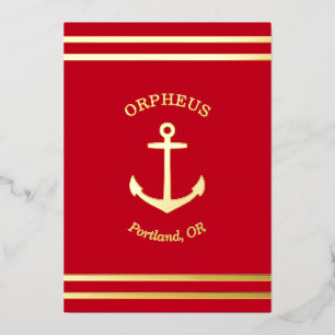 Benutzerdefiniertes Anker-Emblem Nautisch (rot) Ka Folieneinladung