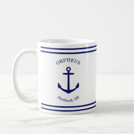Benutzerdefiniertes AnkerEmblem Nautisch (weiß & b Kaffeetasse
