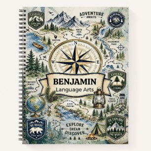 Benutzerdefiniertes Aquarell-Kompass-Abenteuer-Ler Notizbuch