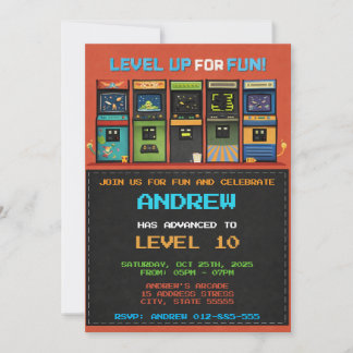 Benutzerdefiniertes Arcade-Videospiel Geburtstag Einladung