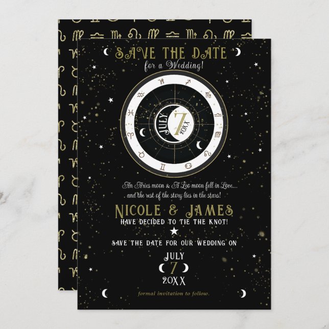 Benutzerdefiniertes Astrologie Zodiac Moon Save th Einladung (Vorne/Hinten)