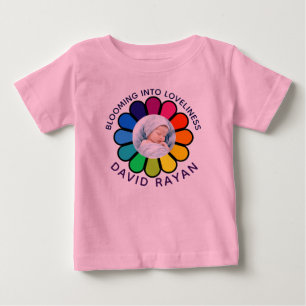 Benutzerdefiniertes Baby-Foto-Regenbogen-Blumen-Ki Baby T-shirt