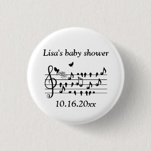 Benutzerdefiniertes Baby-Shower-Musik-Vogel-Noten- Button