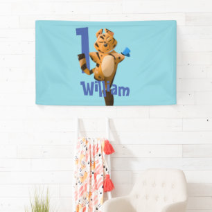 Benutzerdefiniertes Baby-Tiger-Karo-Erstgeburtstag Banner