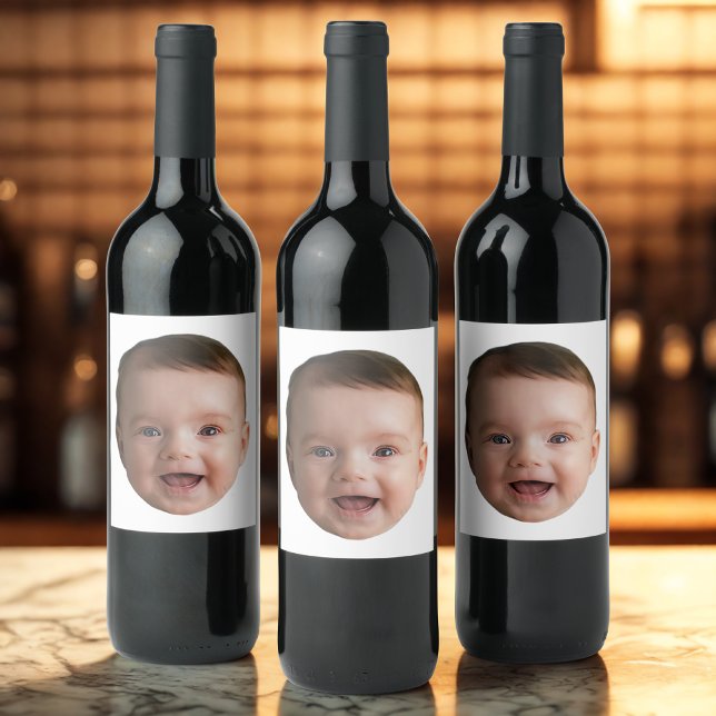 Benutzerdefiniertes Babygesicht, lustige benutzerd Weinetikett (Von Creator hochgeladen)