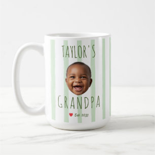 Benutzerdefiniertes Babygesicht Opa Foto Grüne Str Kaffeetasse