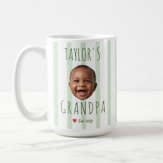 Benutzerdefiniertes Babygesicht Opa Foto Grüne Str Kaffeetasse