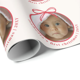 Benutzerdefiniertes Babyname-Foto erstes Weihnacht Geschenkpapier