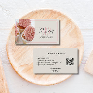 Benutzerdefiniertes Bäckerei-Monogramm-Logo QR-Geb Visitenkarte