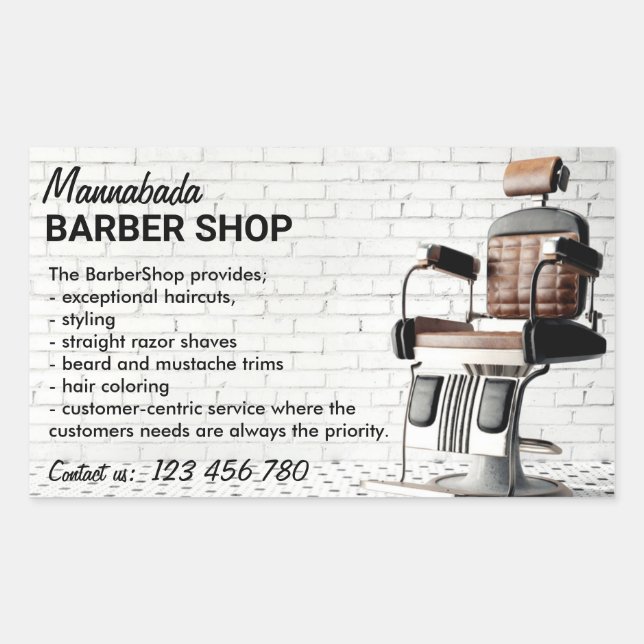 Benutzerdefiniertes Barbier-Logo Benutzerdefiniert Rechteckiger Aufkleber (Vorderseite)