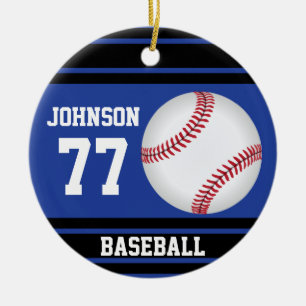 Benutzerdefiniertes Baseball Dunkelblau und schw Keramikornament