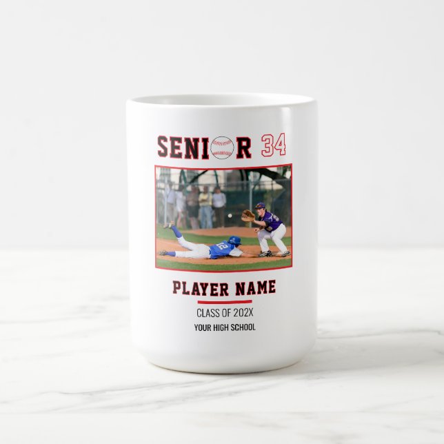 Benutzerdefiniertes Baseball-Senior-Night-Foto Kaffeetasse (Mittel)