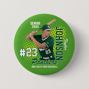 Benutzerdefiniertes Baseball-Team-Foto Senior Nigh Button