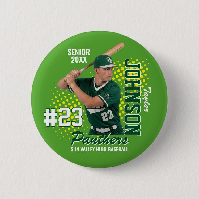 Benutzerdefiniertes Baseball-Team-Foto Senior Nigh Button (Vorderseite)