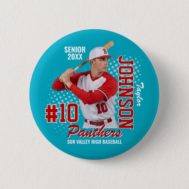 Benutzerdefiniertes Baseball-Team-Foto Senior Nigh Button (Vorderseite)