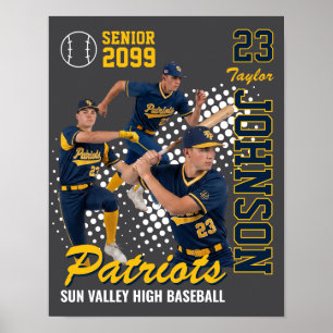 Benutzerdefiniertes Baseball-Team-Foto Senior Nigh Poster