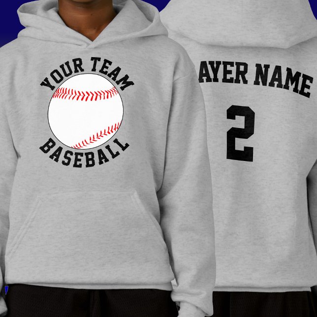 Benutzerdefiniertes Baseball-Team, Name und Anzahl Hoodie (Personalized baseball team hoodie with custom baseball team name, player name and number.)